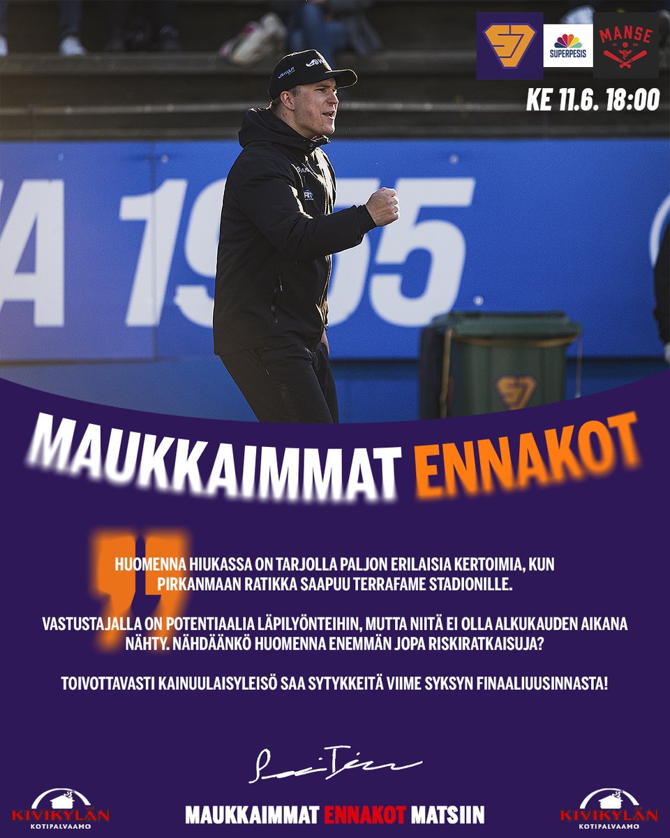 𝐓𝐢𝐦𝐨𝐬𝐞𝐧 𝐦𝐚𝐮𝐤𝐤𝐚𝐢𝐦𝐦𝐚𝐭 𝐞𝐧𝐧𝐚𝐤𝐨𝐭! 👊

⚾ Sotkamon Jymy - Manse PP
📆 11.6.2025 klo 18
🏟 Terrafame Stadion

#pesis