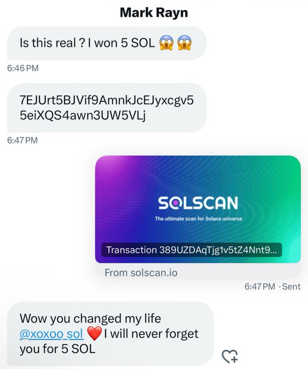 Sent another random wallet 5.0 $SOL, Check your wallet.

Drop your sol wallets, today will be your lucky day 5.0 $SOL 💰