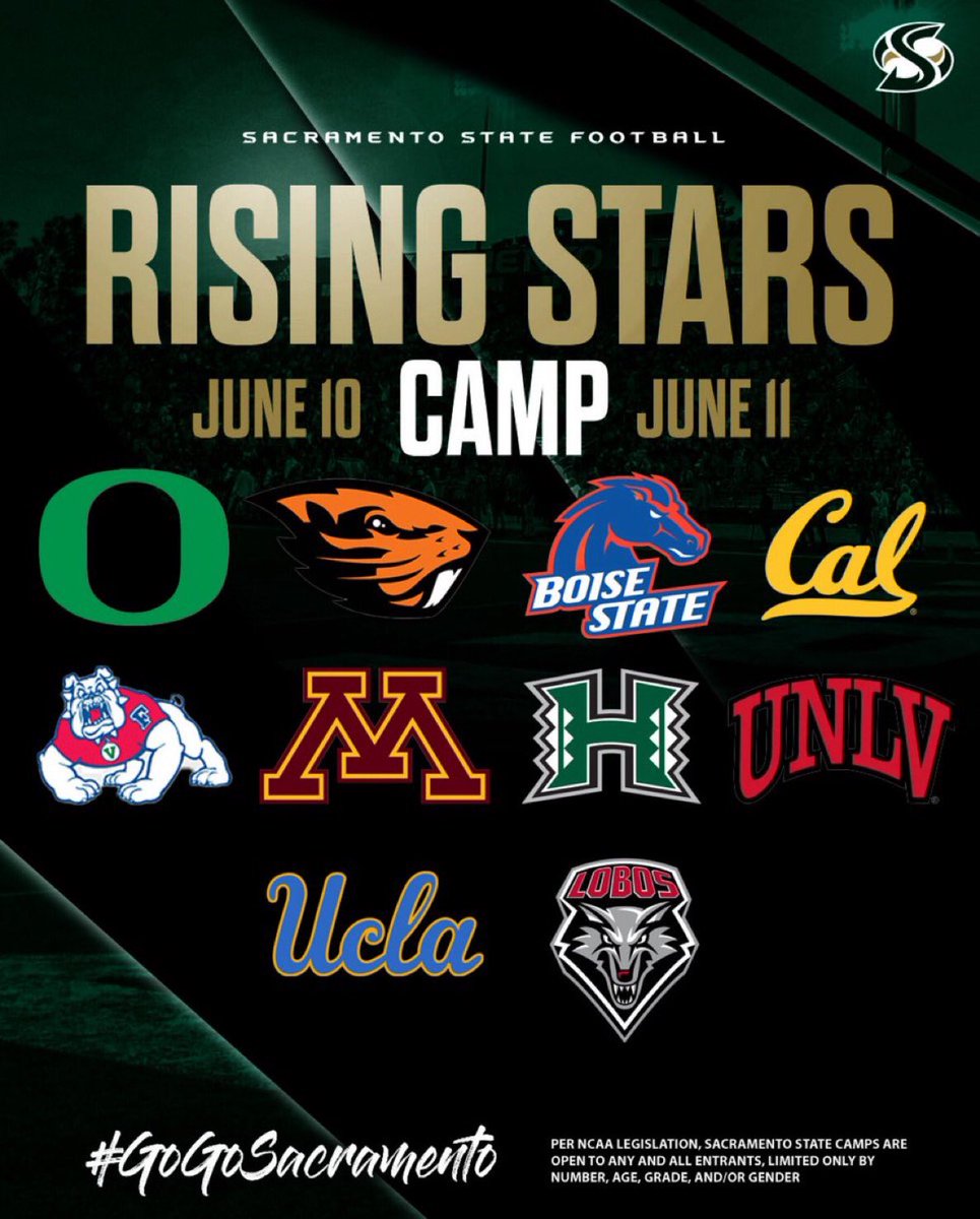 Braxten Durkee (@braxtendurkee54) on Twitter photo I will be attending <a href="/SacHornetsFB/">Sac State Football</a> rising stars camp tomorrow, 6/11. Excited to compete!#StingersUp <a href="/BrennanMarion4/">Coach Marion</a> <a href="/CoachMarshawn/">Marshawn Friloux 🏁</a> <a href="/CoachKrich79/">Kaden Richardson</a> <a href="/coachkmr/">Kris Richardson</a> <a href="/CoachJP94/">Johnny Padilla-Fuentes</a> <a href="/CoachAGarcia_/">Angel Garcia</a>
<a href="/BlackHatFootbal/">Richard T. Estrada</a> I will be attending <a href="/SacHornetsFB/">Sac State Football</a> rising stars camp tomorrow, 6/11. Excited to compete!#StingersUp <a href="/BrennanMarion4/">Coach Marion</a> <a href="/CoachMarshawn/">Marshawn Friloux 🏁</a> <a href="/CoachKrich79/">Kaden Richardson</a> <a href="/coachkmr/">Kris Richardson</a> <a href="/CoachJP94/">Johnny Padilla-Fuentes</a> <a href="/CoachAGarcia_/">Angel Garcia</a>
<a href="/BlackHatFootbal/">Richard T. Estrada</a>