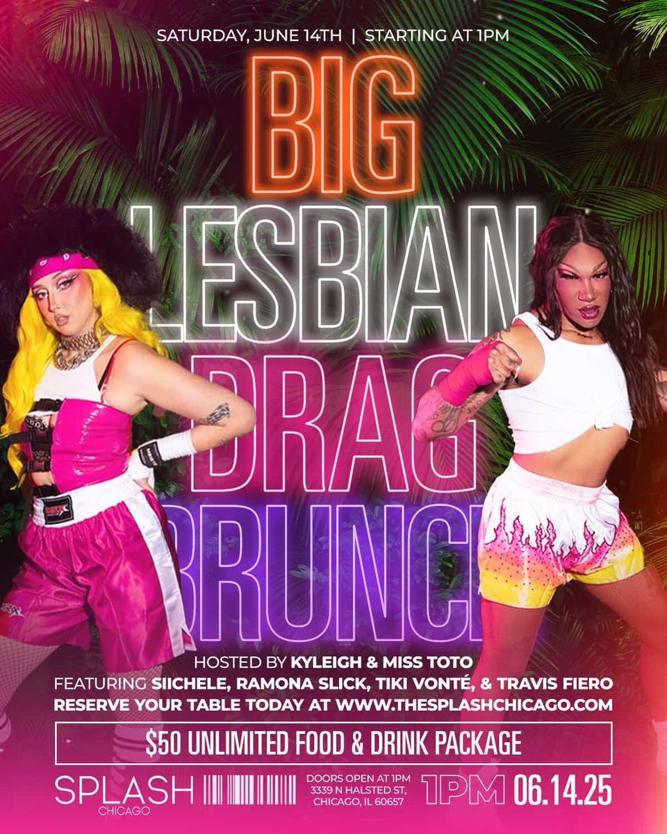 kykysimsim's tweet photo. THIS WEEKEND 🍒💓 
SATURDAY- Big Lesbian Drag Brunch @TheSplashChi 
SUNDAY pt. 1: THE RIVERRR
SUNDAY pt. 2: The Sapphic Takeover @ScarletChicago 
SEE U THERE ???? 🤗 https://t.co/RtXNFDJW9x