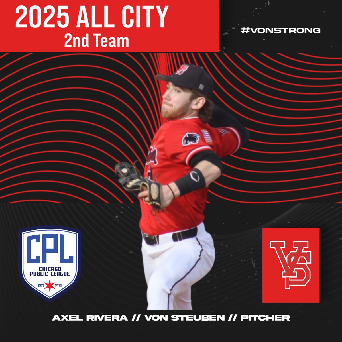 Axel Rivera named to 2025 Chicago Public League All City 2nd Team as a Pitcher. Congrats Axel. Go Panthers!  @cplathletics @vonsteubenmsc