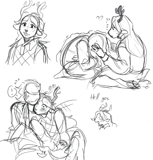 Doodles of Noelle, debating on giving her hands or hooves #deltarune 
