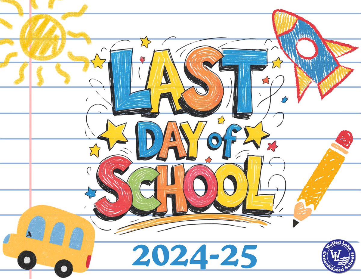 Walled Lake Schools (@walledlkschools) on Twitter photo It's hard to believe tomorrow is already the last day of school 🏫
Make sure to print out one of our last day of school signs, snap a photo and email it to info@wlcsd.org for a chance to be featured on social media 💙 #WEareWLCSD
Download sign ➡ drive.google.com/file/d/1cxEYje… It's hard to believe tomorrow is already the last day of school 🏫
Make sure to print out one of our last day of school signs, snap a photo and email it to info@wlcsd.org for a chance to be featured on social media 💙 #WEareWLCSD
Download sign ➡ drive.google.com/file/d/1cxEYje…