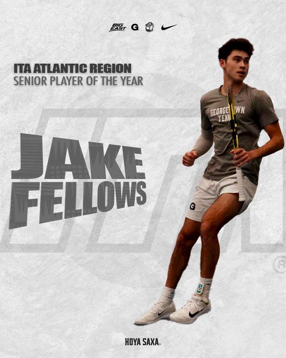 Another one on the trophy case for Jake 🏆 ☝️

Congrats to our senior captain Jake Fellows on earning the ITA Atlantic Region Senior Player of the Year ‼️

#HoyaSaxa