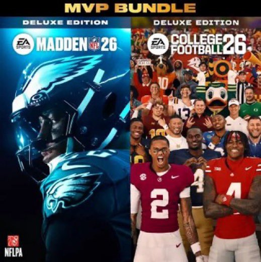 MADDEN and CFB 26 MVP BUNDLE GIVEAWAY!

Like, RT, and be following me to enter :)

Tag a friend who can’t beat you

play.underdogfantasy.com/itsdomyt
use code DOM on Underdog as well for up to $1000 in bonus funds on your account + a .5 free pick! (not required)