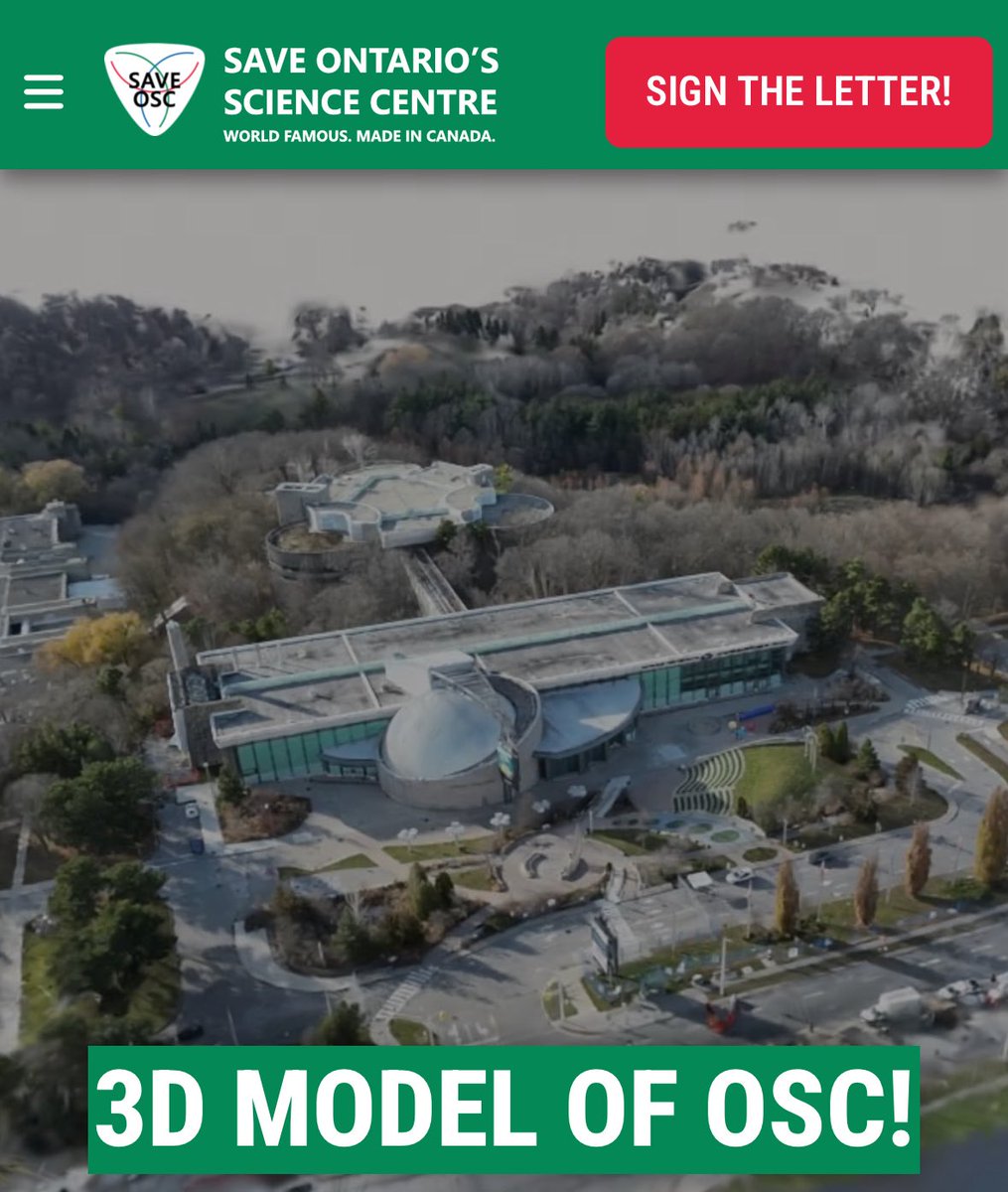 3D model of Ontario Science Centre!

Check it out at:
savesciencecentre.com/3d

Thank you to OSC supporter Todd Smith for creating it!