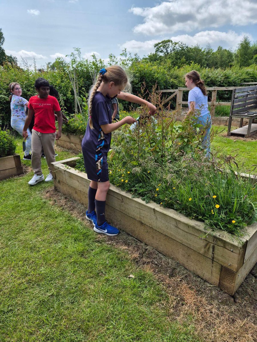 StGeorgesDerby's tweet photo. The Y6 Chaplaincy team members are coming to the end of their year long ‘Faith in Action’ journey, by focusing on Pope Francis’ letter #LaudatoSi - caring for our common home. Today, they worked to tidy up &amp; nurture the eco garden 🪏 Great job everyone! @NDCYS @SRSCMAT https://t.co/8jhHAQm5iy