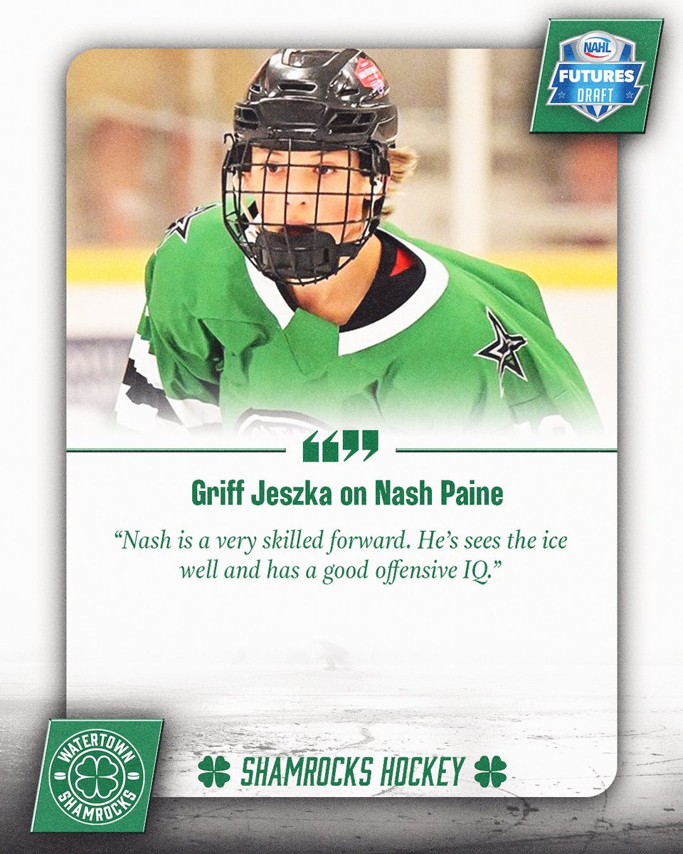 <a href="/NAHLHockey/">NAHL</a> Shamrocks' assistant coach Griff Jeszka on the selection of Nash Paine...

#PuckLuck🍀