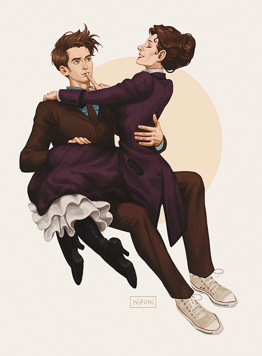 NipuniDraws's tweet image. TenMissy anyone? 🤲 #doctorwho #tenthdoctor #missy #davidtennant #michellegomez #thoschei