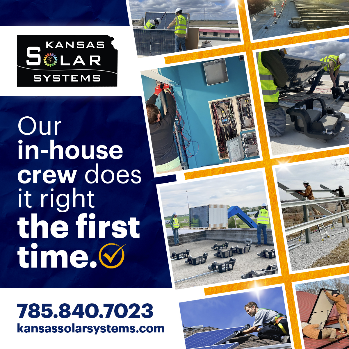 KSSolarSystems's tweet image. Choose Kansas Solar Systems for certified, trusted, local pros! ☀️⚡️ Get your free solar evaluation at kansassolarsystems.com or call 785-840-7023. #KansasSolar #SolarExperts #InHouseCrew #NABCEP #SolarEnergy #CommercialSolar #Trusted #Local