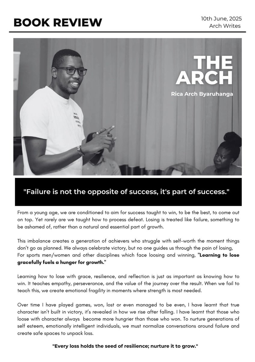 From a young age, we’re taught to win, but rarely on how to handle a loss. Let’s normalize conversations around failure and nurture a generation that values growth over perfection.

#ArchWrites