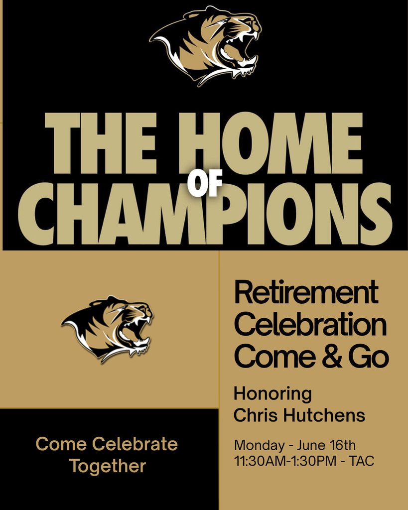 Please come join us in honoring Chris Hutchens
and celebrating his 28 years of service 
to Bentonville Schools.
Monday, June 16th - 11:30am - 1:30pm - TAC