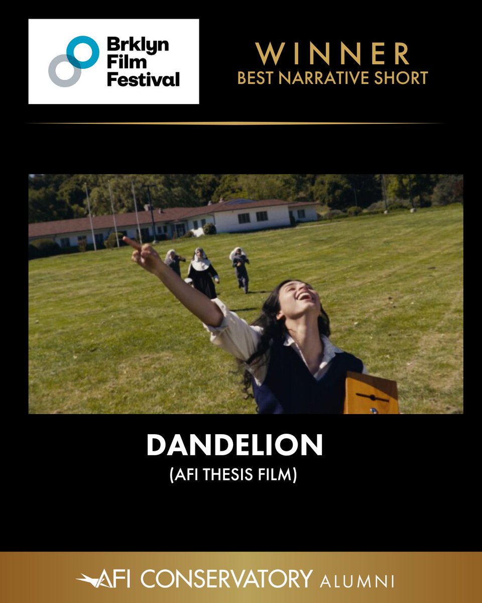 AFI Conservatory (@aficonservatory) on Twitter photo We’re thrilled to share that the AFI thesis film DANDELION won Best Narrative Short at <a href="/brooklynfest/">Brooklyn Film Festival</a>! 🌼 Huge congratulations to the incredible #AFIAlumni behind this powerful coming of age short. #BFF2025 We’re thrilled to share that the AFI thesis film DANDELION won Best Narrative Short at <a href="/brooklynfest/">Brooklyn Film Festival</a>! 🌼 Huge congratulations to the incredible #AFIAlumni behind this powerful coming of age short. #BFF2025