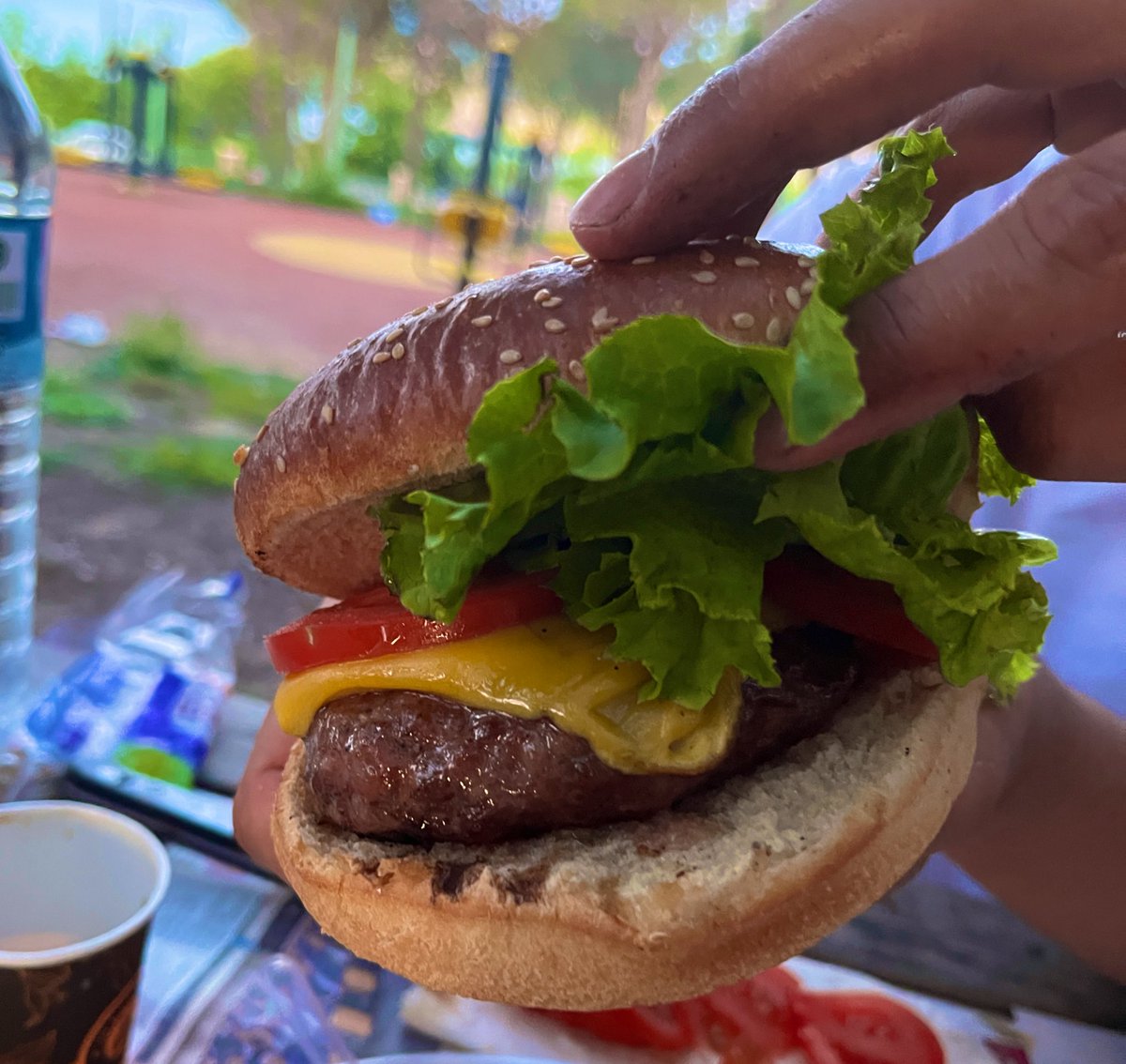 erkekler mangalinda cikabilecek en guzel hamburgeri yaptik sanirim