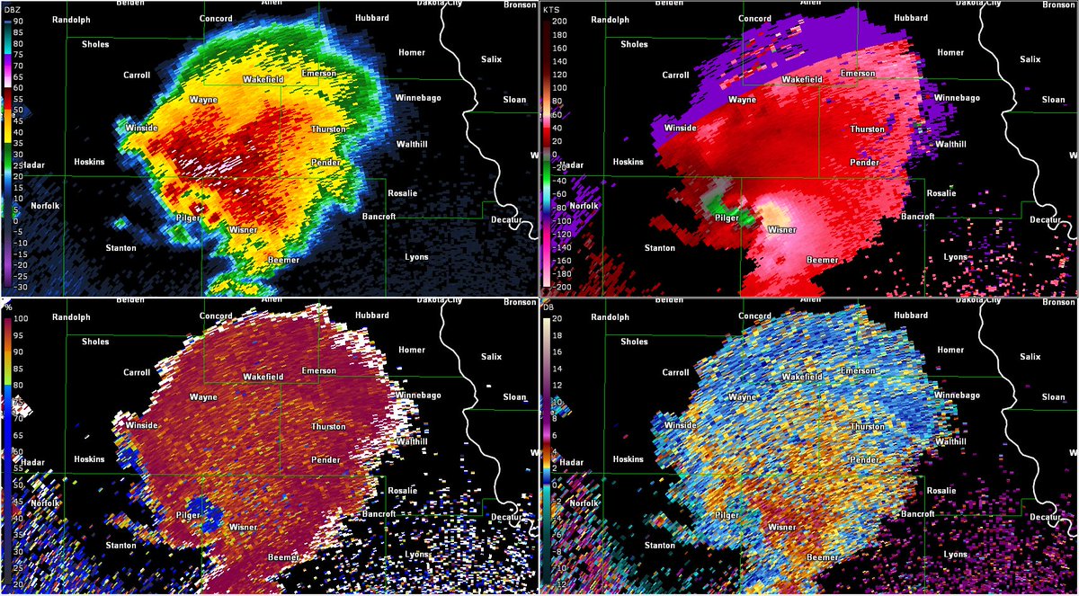 weather_history's tweet image. June 16, 2014:

One of the 2010s' most unique tornadic events saw a cyclic cell spawn four EF4s in northeast Nebraska. For much of the storm's life, two violent wedges were on the ground at the same time. Pilger took a devastating direct hit. Two people were killed.

#wxhistory