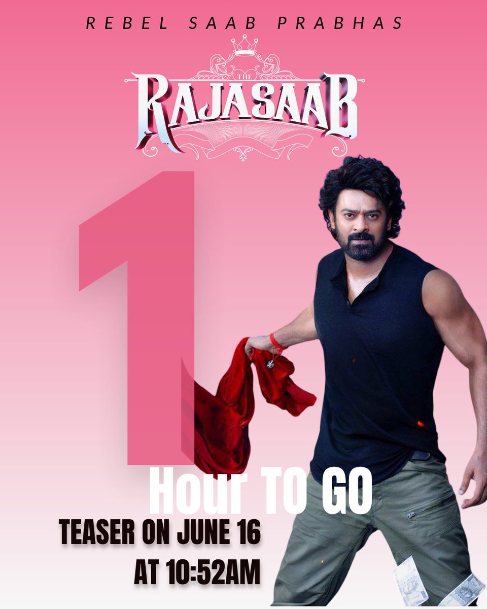 PrateekCha23243's tweet image. 1 HOUR TO GO...🔥🔥🔥

1 hour left to feel that rebel spark again… Goosebumps mode: LOADING ⚡🥵🥵
#1HourToGo #VintageRebelReturns #TheRajaSaabTeaserOnJune16  #Prabhas‌