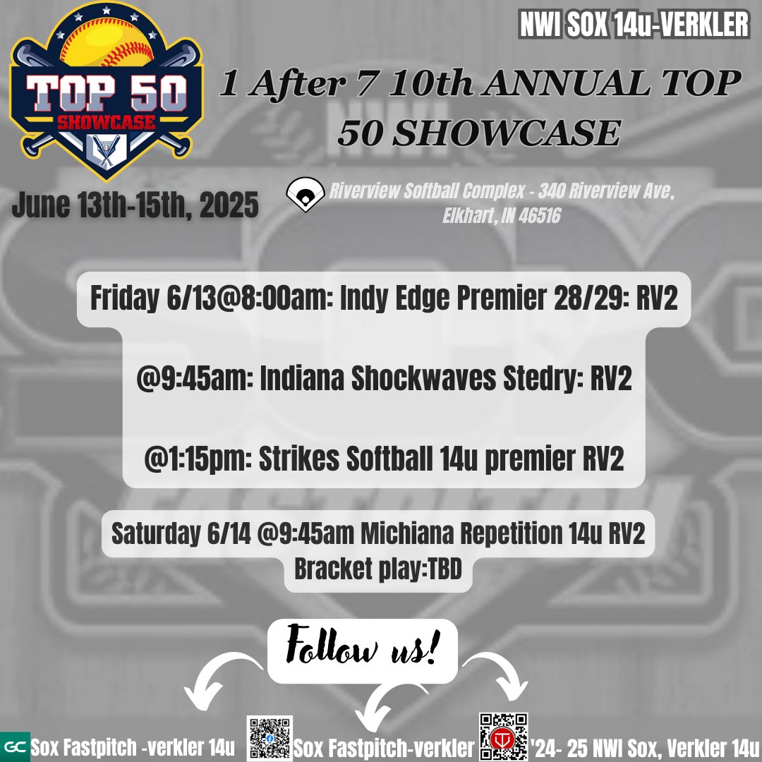 Ava DeNormandie 2028 (@avad2028) on Twitter photo We will be showing up at the Top 50 Showcase this weekend. Come on out and watch us! <a href="/nwisoxfastpitch/">nwisoxfastpitch</a> <a href="/ExtraInningSB/">EXTRA INNING SOFTBALL</a> <a href="/PGFnetwork/">PGF</a> We will be showing up at the Top 50 Showcase this weekend. Come on out and watch us! <a href="/nwisoxfastpitch/">nwisoxfastpitch</a> <a href="/ExtraInningSB/">EXTRA INNING SOFTBALL</a> <a href="/PGFnetwork/">PGF</a>