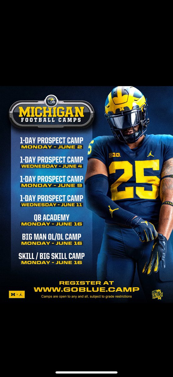 TaylorDaylin2's tweet image. I will be attending the U of M prospect camp June 11th!!
@ErikCampbell @19Bellamy @CoachJMcGowan @CoachStuddGV @CoachTVoss @CoachWalkerDU4 @REALWHEAT6 @CoachJasonMiran @MIexposure @MichFBFrenzy @alex_pallone