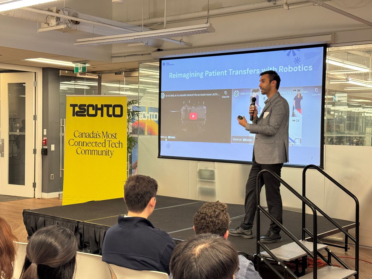 AbleInnovation's tweet image. Thank you @TechTO for hosting an awesome event.
Our CEO, Jayiesh Singh, had the opportunity to talk about his unusual journey into this space and dig into some future trends in healthcare automation.
#robotics #healthcare #technology #tech #safepatienthandling #speaker