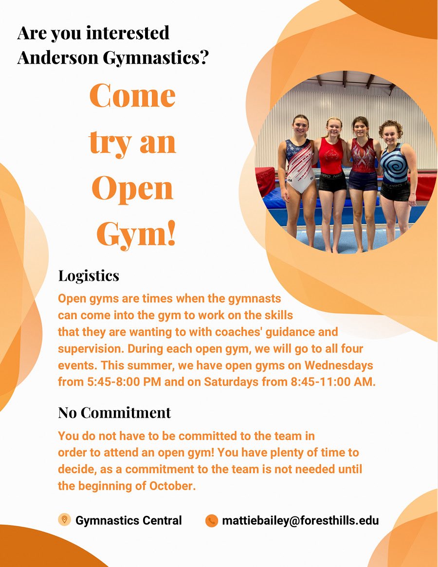 Are you a girl with gymnastics/cheerleading/tumbling experience attending Anderson HS next year? Come try an open gym! We’d love to have you!!! 🤸🏼‍♀️🤸🏼‍♀️🤸🏼‍♀️ Direct message this account for the attendance form for open gyms! <a href="/AndersonRaptors/">Anderson High School</a> <a href="/AHSRaptorsAD/">AHS Athletics</a> <a href="/Boosters_AHS/">Anderson Athletic Boosters</a>