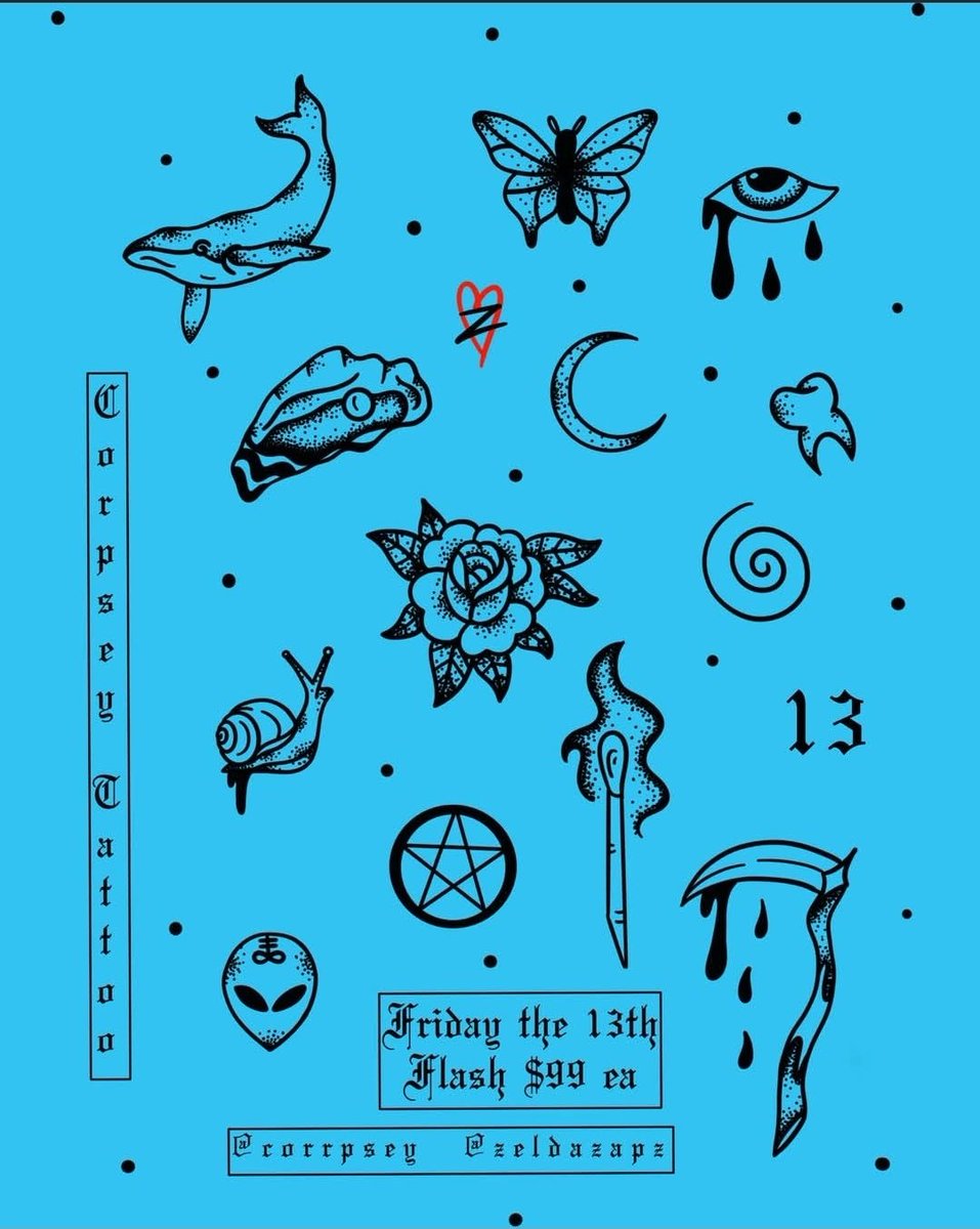 aarika_tee's tweet photo. This tattoo sale is calling me. Friday the 13th. One spot left https://t.co/4NVPhQDkOx