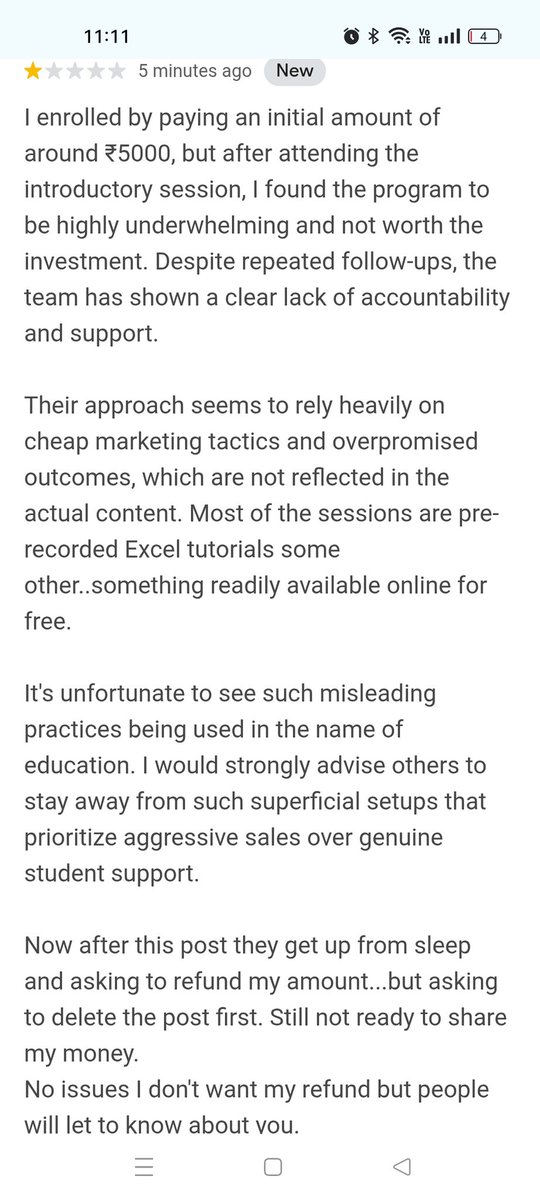 PredefinedRaghu's tweet photo. @Be10xAI 
@Microsoft @GoogleAI @Data_Engineer @SQLServer @Be10xAI @Office @prompthero 
@WBPolice @jagograhakjago 
Not returned the initial amount taken by cheap marketing strategy. 
No worries find my comments on Google about the setup. 
Away from such stupidity. https://t.co/nIwNFAbrRN