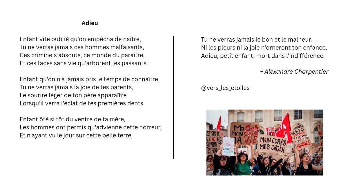 Rejoignez Vers les étoiles, canal Telegram de poésie nationaliste engagée et militante !

t.me/vers_les_etoil…

Avortement = Infanticide

#vie #enfance #poesie