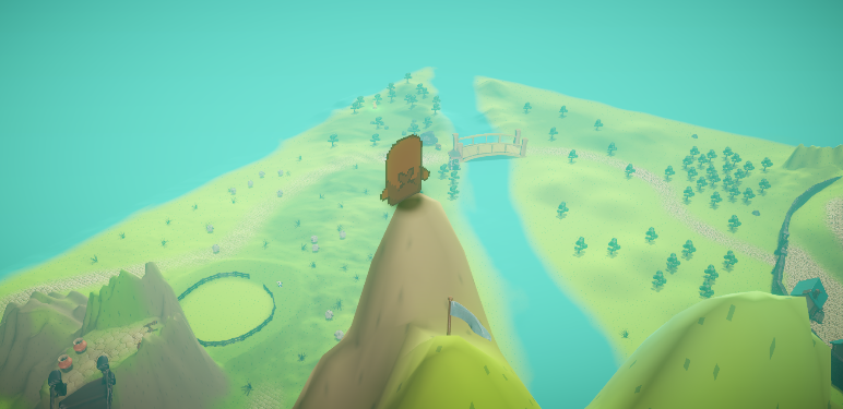 Nervanti's tweet photo. Mauri on top of Mt. HornRock looking over Rhino Island 🦭🦏 #indiedev #indiegame #Unity #unity3d #MauriMursusOdyssey #SteamNextFest #Steam https://t.co/M8ENT9sdb2