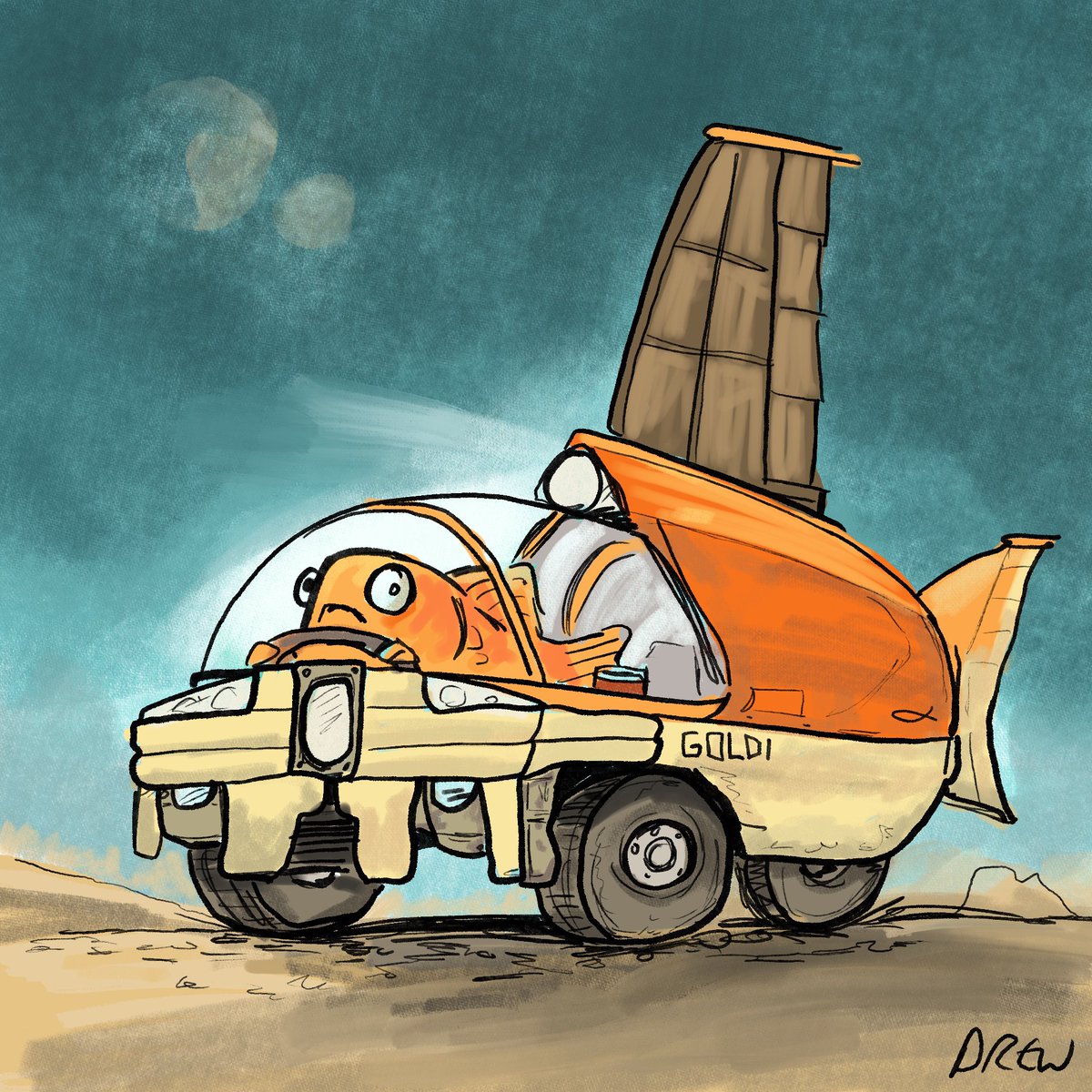 Tuesday #shapechallenge a goldfish vehicle #goldfishinspace <a href="/StudioTeaBreak/">Virtual Studio</a>