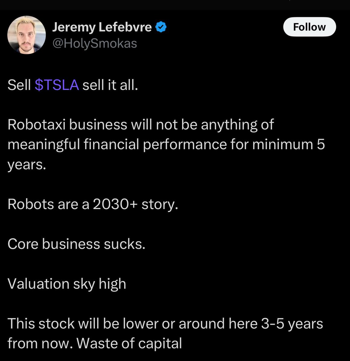 LMAO 

imagine being this wrong 

dude sells all of his $TSLA, and then starts his own little FUD campaign  😂