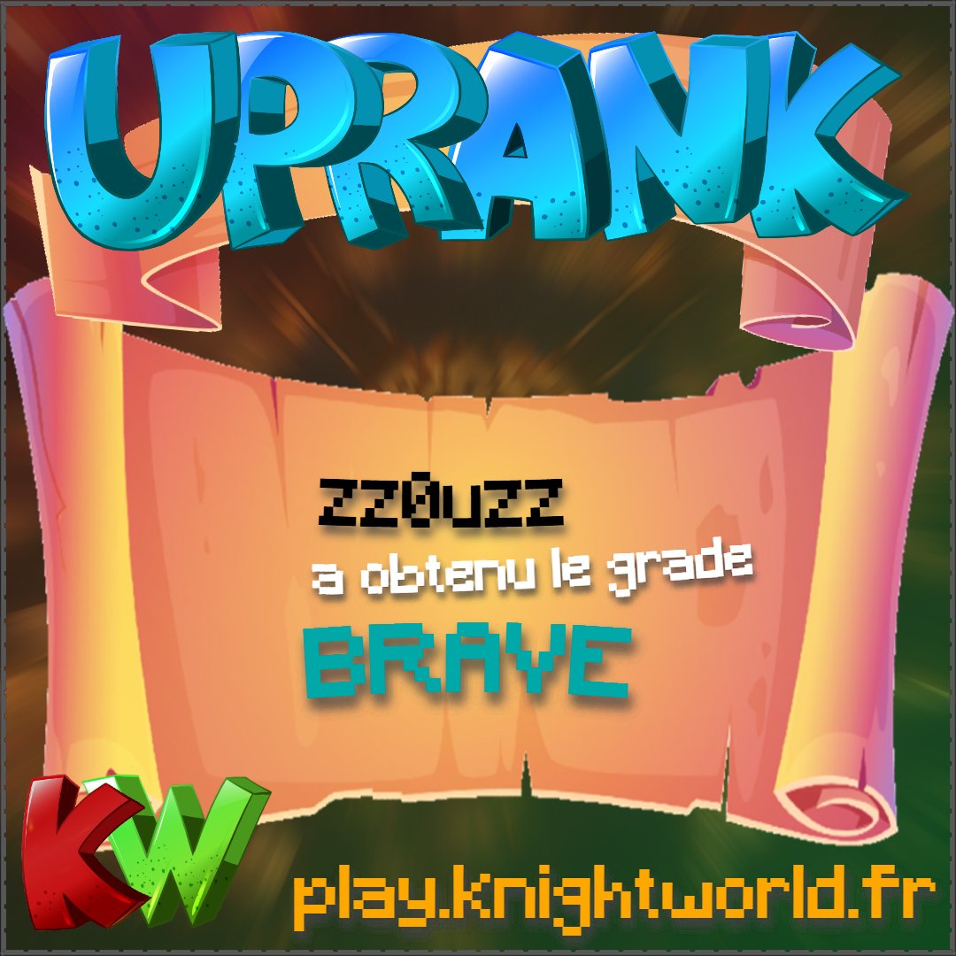 knightworld_mc's tweet photo. Félicitations au joueur zz0uzz qui vient d'obtenir le grade BRAVE d'une valeur de 9.90 EUR ! 🎉🎊🎁
⚠️Prochain UPRANK le 10/07/2025⚠️
Pour plus d'informations, /uprank en jeu https://t.co/HBk03mmCqM