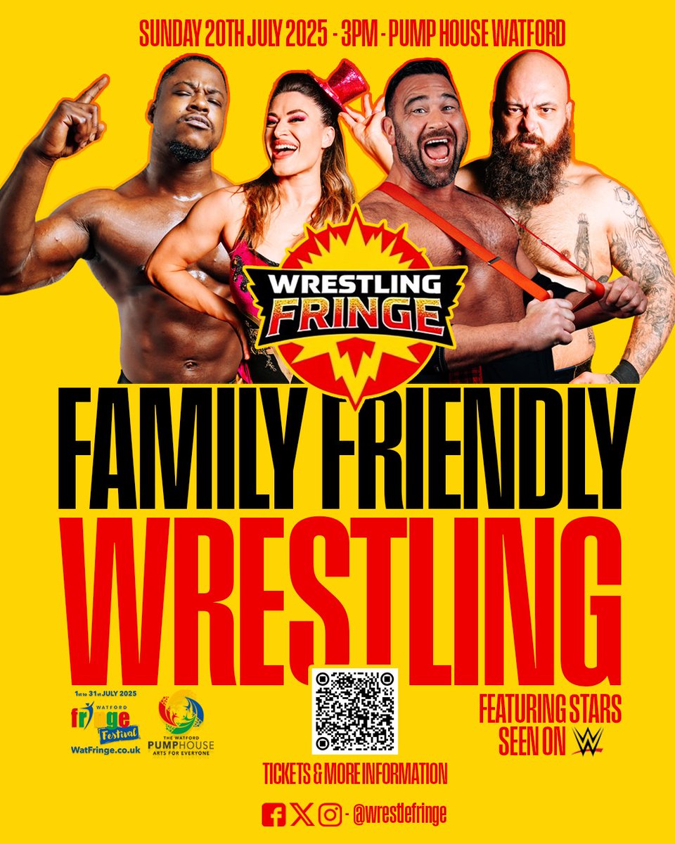 WrestleFringe's tweet image. ๐ฅ LIVE PRO WRESTLING comes to the @WatFringe on Sunday 20th July.
Join us at the iconic @PumpHouseCentre for this action-packed show, suitable for all the family!
๐๏ธ ๐ง๐๐๐๐๐ง ๐๐๐ก๐ ๐๐ก ๐ข๐จ๐ฅ ๐๐๐ข!
#WatFringe #WatFringe25 #WrestlingFringe #Watford