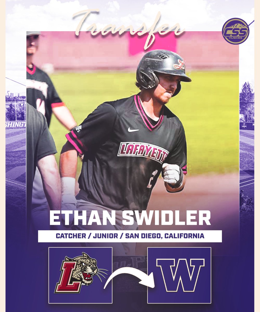 CSS College (@css_college) on Twitter photo Ethan Swidler, a catcher previously at Lafayette College, is joining <a href="/UW_Baseball/">Washington Baseball</a> via the transfer portal as confirmed on his twitter!
Swidler is coming off back-to-back strong seasons, starting every game possible over those two years.
Photo via Lafayette College
#GoHuskies Ethan Swidler, a catcher previously at Lafayette College, is joining <a href="/UW_Baseball/">Washington Baseball</a> via the transfer portal as confirmed on his twitter!
Swidler is coming off back-to-back strong seasons, starting every game possible over those two years.
Photo via Lafayette College
#GoHuskies