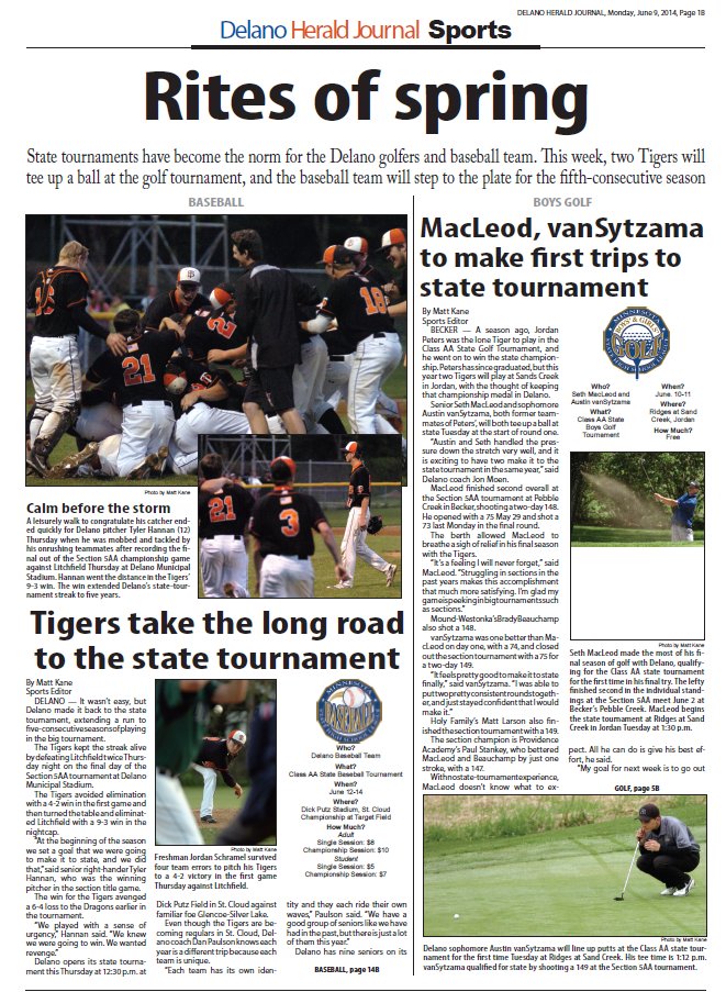 Kip Kovar (@kovar_hjsports) on Twitter photo Here's a look at our coverage from the last time <a href="/delanobaseball/">Delano Tigers Baseball</a> made the state tournament back in 2014. A lot of familiar names still around the area and the program. #DHJSports Here's a look at our coverage from the last time <a href="/delanobaseball/">Delano Tigers Baseball</a> made the state tournament back in 2014. A lot of familiar names still around the area and the program. #DHJSports