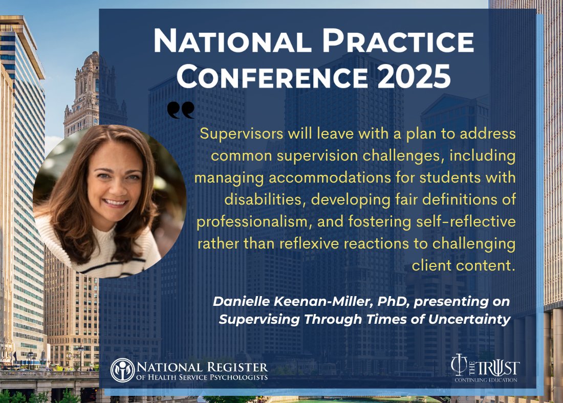 ✨NPC 2025 Speaker Spotlight✨
Dr. Keenan-Miller will share strategies &amp; best practices for managing tough situations in supervision that will leave supervisors feeling empowered and effective in their decision making.

Join us by registering today! 👇
web.cvent.com/event/679aedef…