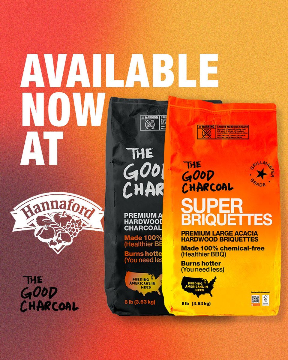 🛒 You can now find both our 8lb Lump Charcoal and 8lb Super Briquettes at @hannafordmkts 

🔥No chemicals 🔥No fillers 

Just pure hardwood charcoal made for clean grilling and good results.

Find a store near you at the 🔗 in Bio

#TheGoodCharcoal #CleanGrilling