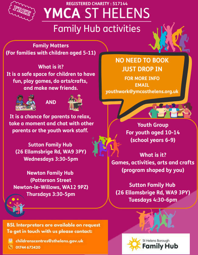 YMCA Family Hub St Helens activities