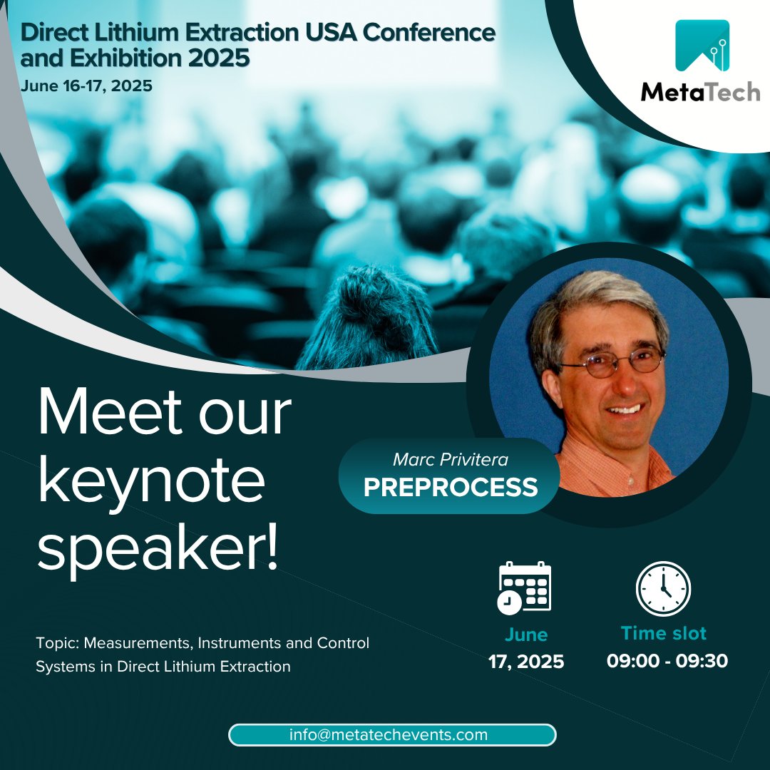 Speaker Spotlight: Marc Privitera #DLEUSA2025
30+ yrs of innovation &amp; execution in chemical engineering.
Hear Marc live in Houston, June 16–17!
🎟️ Delegate Passes:
→ Single: $299
→ Buy 1 Get 5: $899
🔗 directlithiumextractionusa.com
#Lithium #BatteryMetals #EnergyTransition #CleanTech