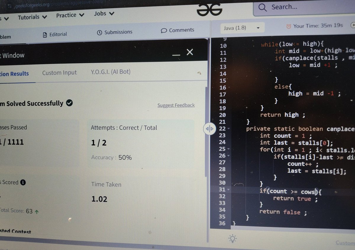 a__payal's tweet image. Day 62 of #100DaysOfDSA 🚀
Aaj ke liye bas itna hi😶‍🌫️

#DSA #BinarySearch #100DaysOfCode #CodeKar #GirlsWhoCode #Consistency