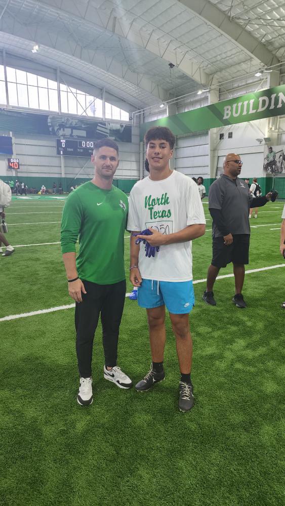 CalebGaddis_11's tweet photo. Showed up &amp; showed out at the @MeanGreenFB camp! Thank you to @JordanDavisUNT and all the coaches for the great atmosphere! https://t.co/FCwy0njsgs