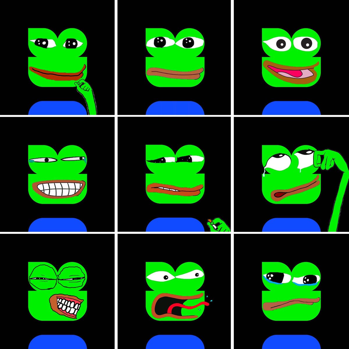 submitted these bootleg frogs a year ago but they never reached consensus, have a different direction I want to go in for my next permanent collection set so I’m minting these ones off label…

Cut &amp; Paste Opepen

24 hour open edition
0.01 ETH each 
0.069 for the full set