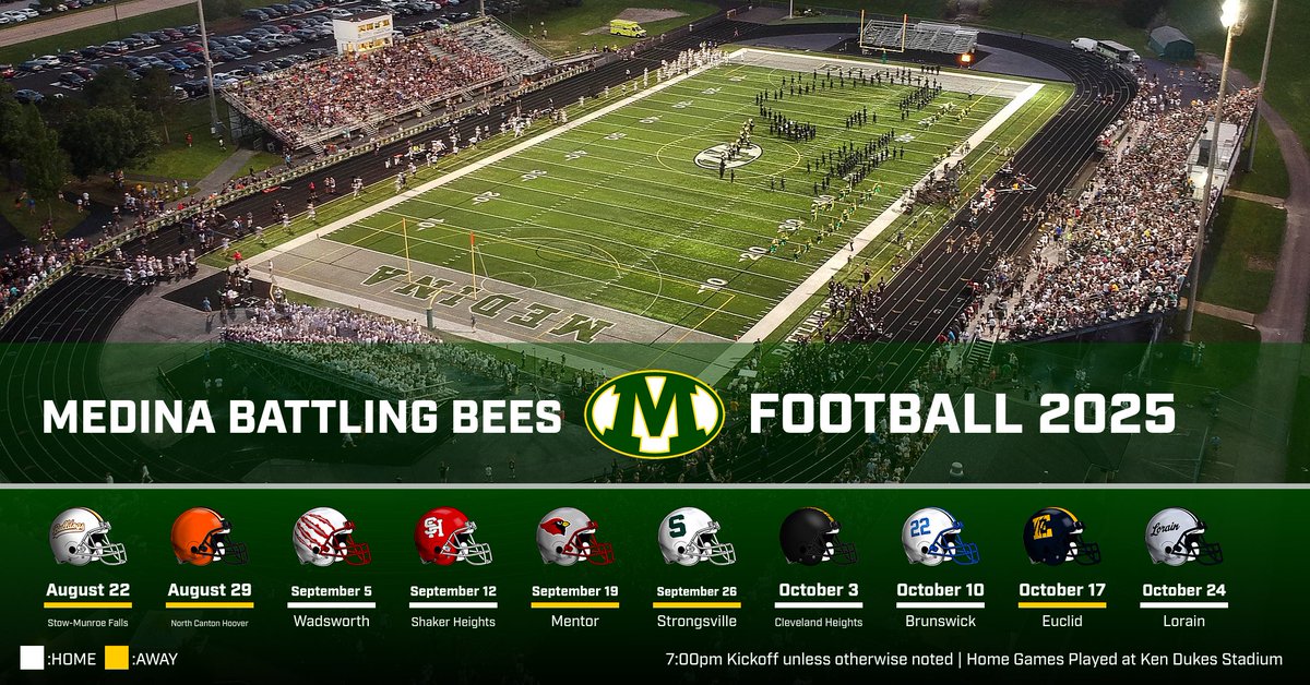 Medina Athletics (@medinaathletics) on Twitter photo 2025 Medina Battling Bees Football Schedule <a href="/MedinaFootball_/">Medina Football</a> <a href="/MedinaBoosters/">MedinaBoosters</a> <a href="/MedinaGazette/">The Gazette</a> <a href="/FOX8FNTD/">FridayNightTouchdown</a> <a href="/Ohio_GCC/">Greater Cleveland Conference</a> <a href="/SOTPodcast/">Sports On Tap</a> <a href="/ohioscheduler/">ohioscheduler</a> <a href="/mhsbeesswarm/">MEDINA SWARM</a> <a href="/WEOL_Media/">WEOL Media</a> 2025 Medina Battling Bees Football Schedule <a href="/MedinaFootball_/">Medina Football</a> <a href="/MedinaBoosters/">MedinaBoosters</a> <a href="/MedinaGazette/">The Gazette</a> <a href="/FOX8FNTD/">FridayNightTouchdown</a> <a href="/Ohio_GCC/">Greater Cleveland Conference</a> <a href="/SOTPodcast/">Sports On Tap</a> <a href="/ohioscheduler/">ohioscheduler</a> <a href="/mhsbeesswarm/">MEDINA SWARM</a> <a href="/WEOL_Media/">WEOL Media</a>