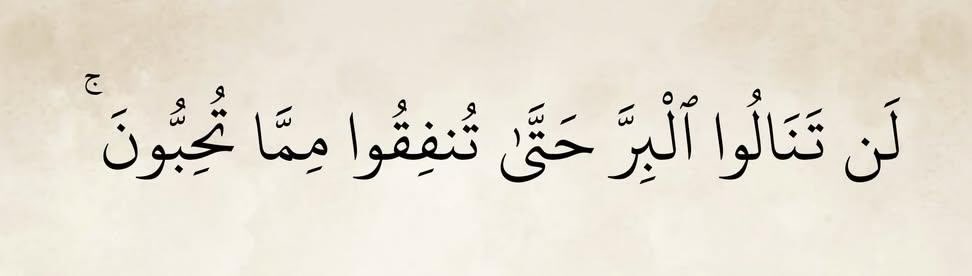 You will never achieve righteousness until you donate some of what you cherish.

- Al Quran (3:92)