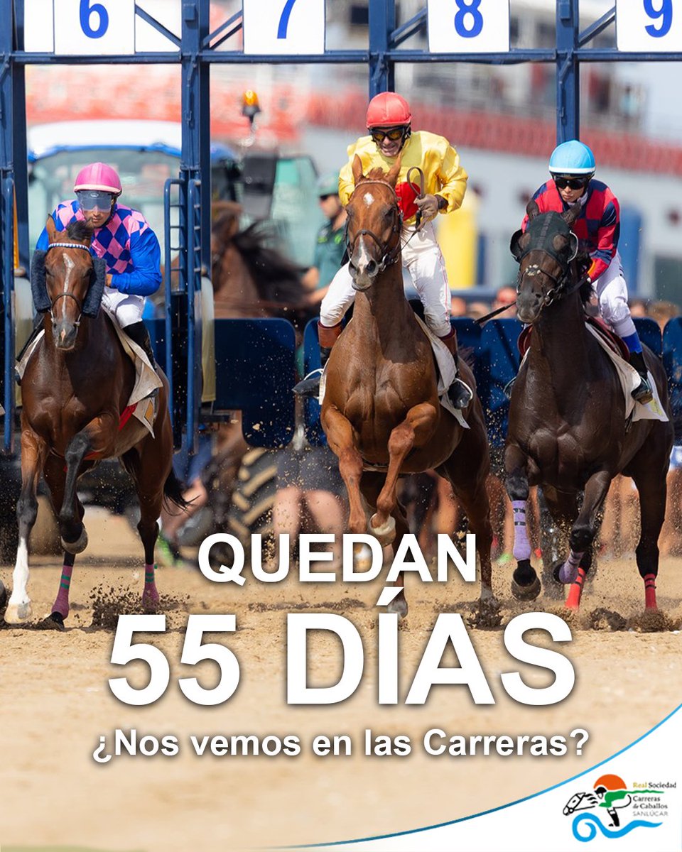 Quedan 55 días para que comience unos de los eventos más importantes del verano en Andalucía 🐎🐎🐎

Los aficionados del Turf y de las Carreras de Sanlúcar esperamos impacientes ese 5 de agosto, cuando la orilla se vuelve hipódromo y el mar, testigo de galopes sobre arena dorada