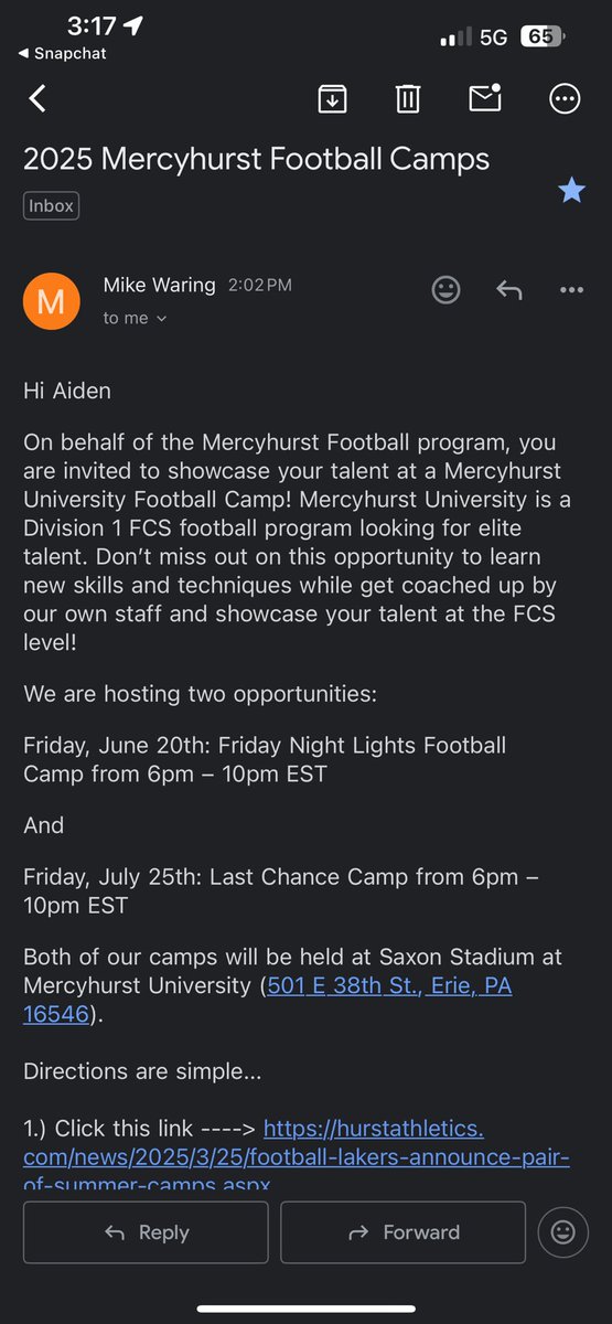 aidengamarra's tweet image. Thank you @CoachWaring for the camp invite to Mercyhurst. Blessed for the opportunity to compete. #classof2028 #year2