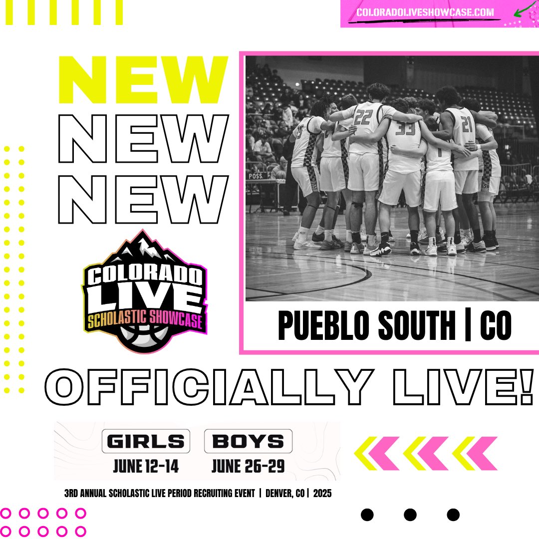 COLORADO LIVE Scholastic Showcase (@coloradolive_ss) on Twitter photo ๐จOFFICIALLY LIVEโผ๏ธ๐๐๏ธ
Welcome to Colorado Live Showcase!!
Pueblo South I <a href="/PuebloSouthBB/">Pueblo South Boys Basketball</a> ๐ฅ๐ฅ
Where Future Stars Make Their Nameโฆ โญ๏ธ
๐ Denver, CO
๐ June 26-29
โณ Late Registration ends June 13th๐จโผ๏ธ
๐ป ColoradoLiveShowcase.com โฌ
๏ธ โ
๐จOFFICIALLY LIVEโผ๏ธ๐๐๏ธ
Welcome to Colorado Live Showcase!!
Pueblo South I <a href="/PuebloSouthBB/">Pueblo South Boys Basketball</a> ๐ฅ๐ฅ
Where Future Stars Make Their Nameโฆ โญ๏ธ
๐ Denver, CO
๐ June 26-29
โณ Late Registration ends June 13th๐จโผ๏ธ
๐ป ColoradoLiveShowcase.com โฌ
๏ธ โ