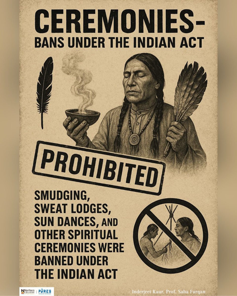 PathBack25531's tweet photo. Between 1884 and 1951, the Canadian government banned traditional Indigenous ceremonies like smudging, sweat lodges, the Sun Dance, and Potlatch through amendments to the Indian Act. These bans aimed to erase Indigenous culture .

#IndigenousRights
#TruthAndReconciliation https://t.co/dgf8Lbrr0u