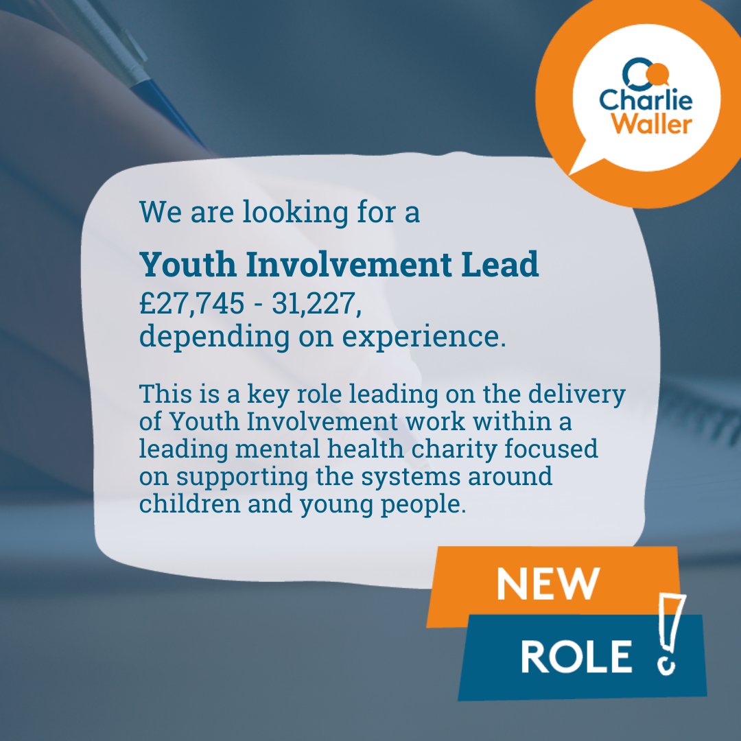 📢 We’re hiring!  

Join the Charlie Waller Trust as our new Youth Involvement Lead.
 Champion youth voice, lead our Youth Ambassadors &amp; embed lived experience into everything we do.

Apply by Mon 16 June, 9am: okt.to/JPCE89