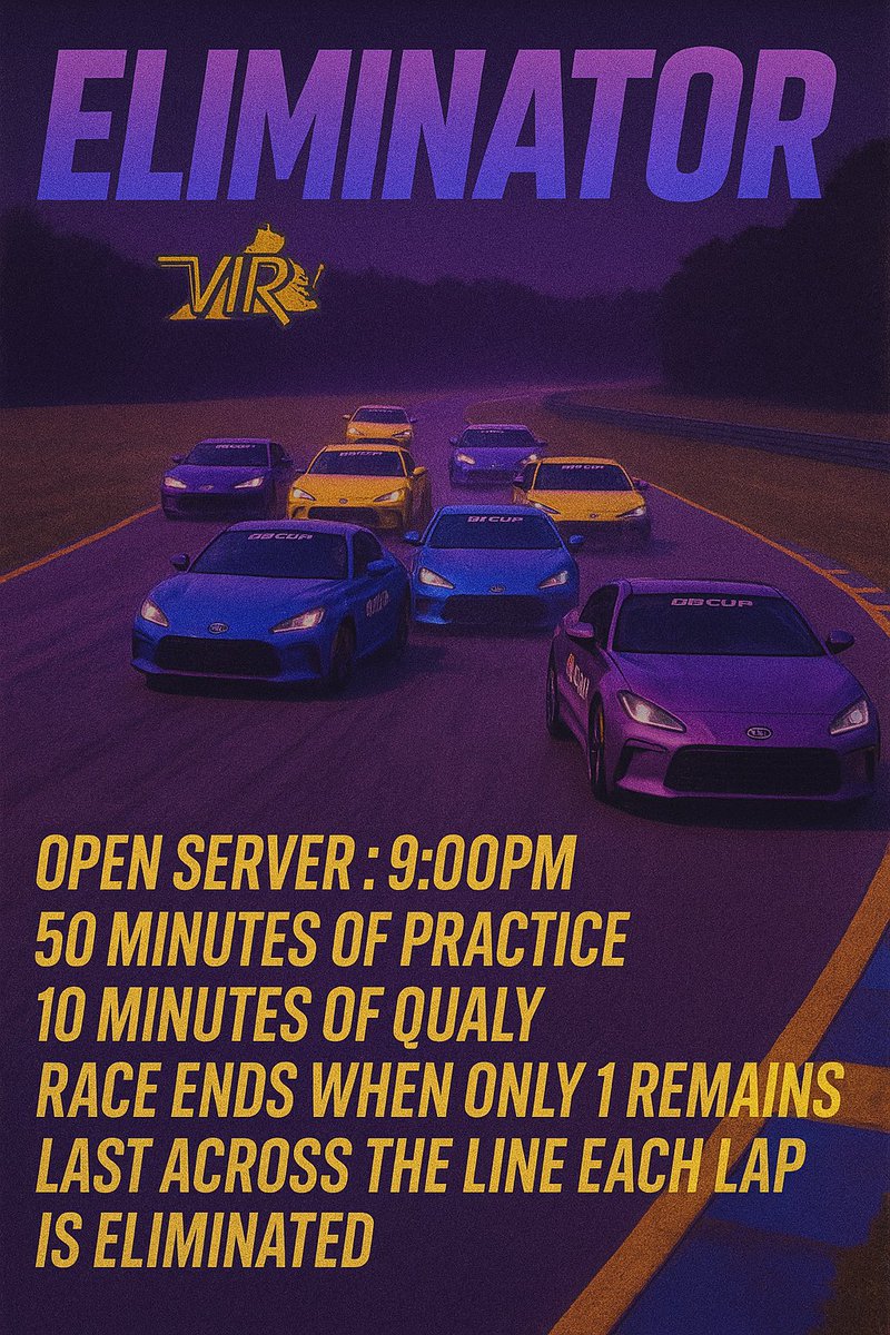 KevinCOfficial's tweet image. @iRacing 
ELIMINATOR EVENT BY @RRT_iracing 
Thursday 12, 9PM CET 
Everyone welcome!