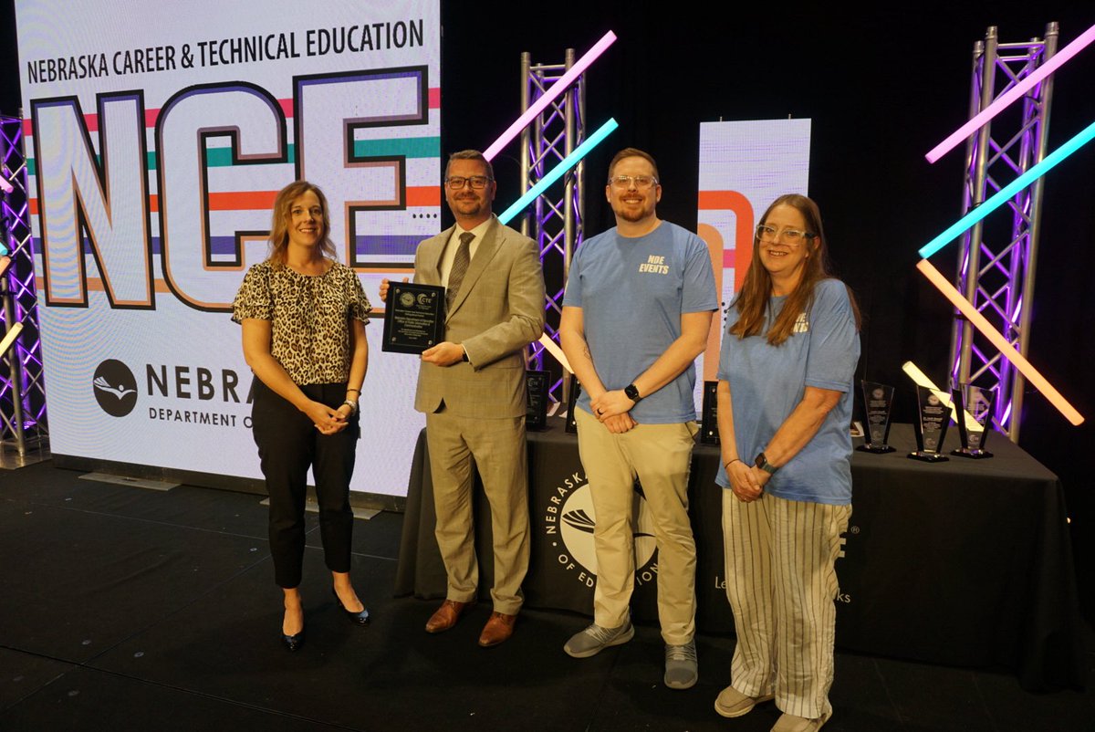 The NDE’s Office of Public Information and Communications received the Distinguished Partner Award today at the Nebraska Career Education conference. #NCE2025